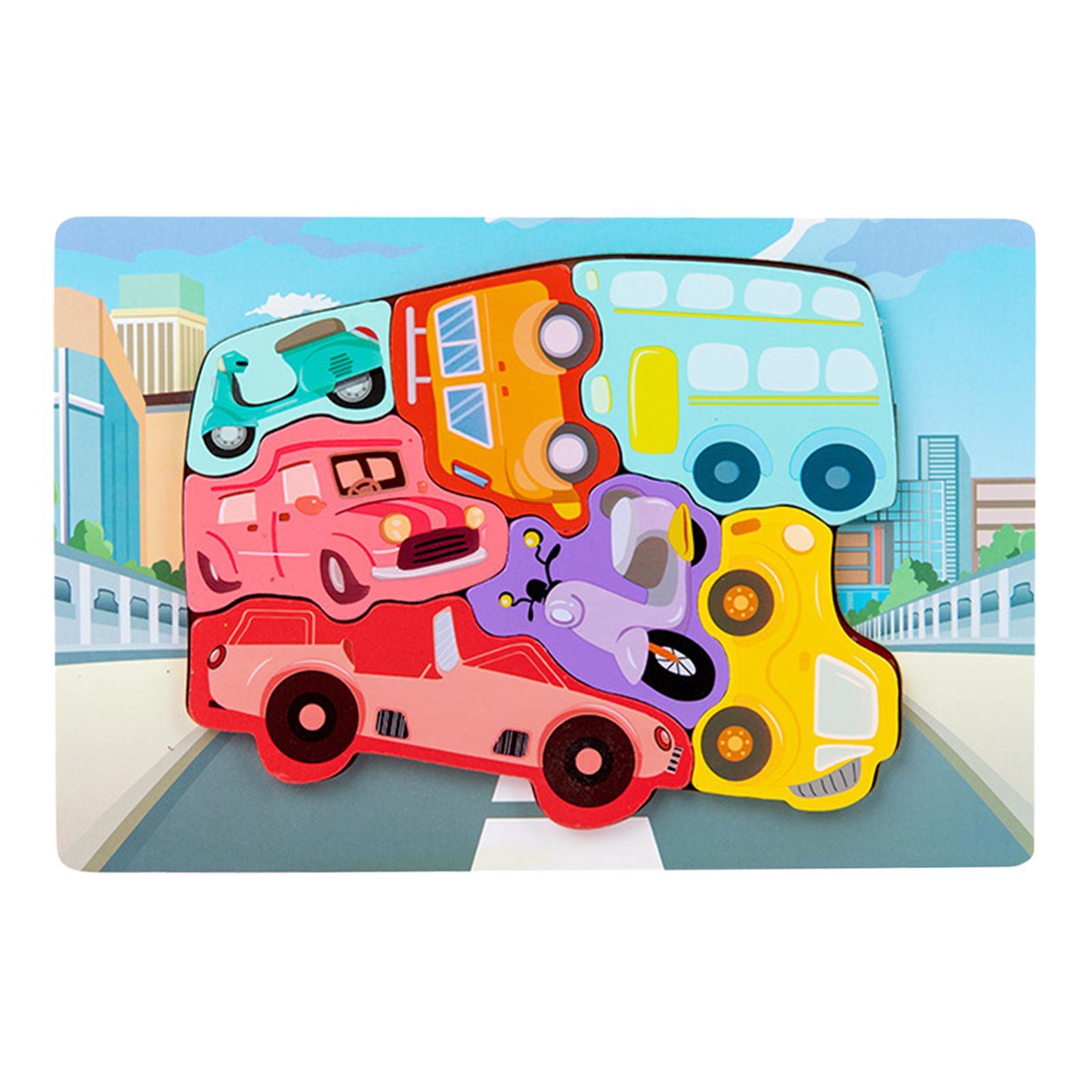 Puzzles Wooden Jigsaw Colors Shapes Cognition Cartoon Boy and Girl