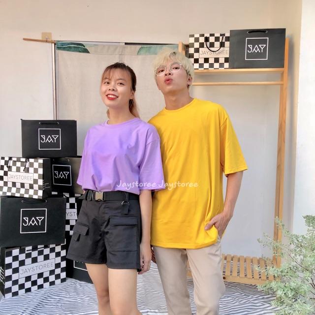 Áo Thun Trơn Unisex VÀNG/TÍM/XÁM/ĐEN/TRẮNG/NÂU/TAN form Nam Nữ unisex ️ Kiểu áo phông form rộng Jaystoree