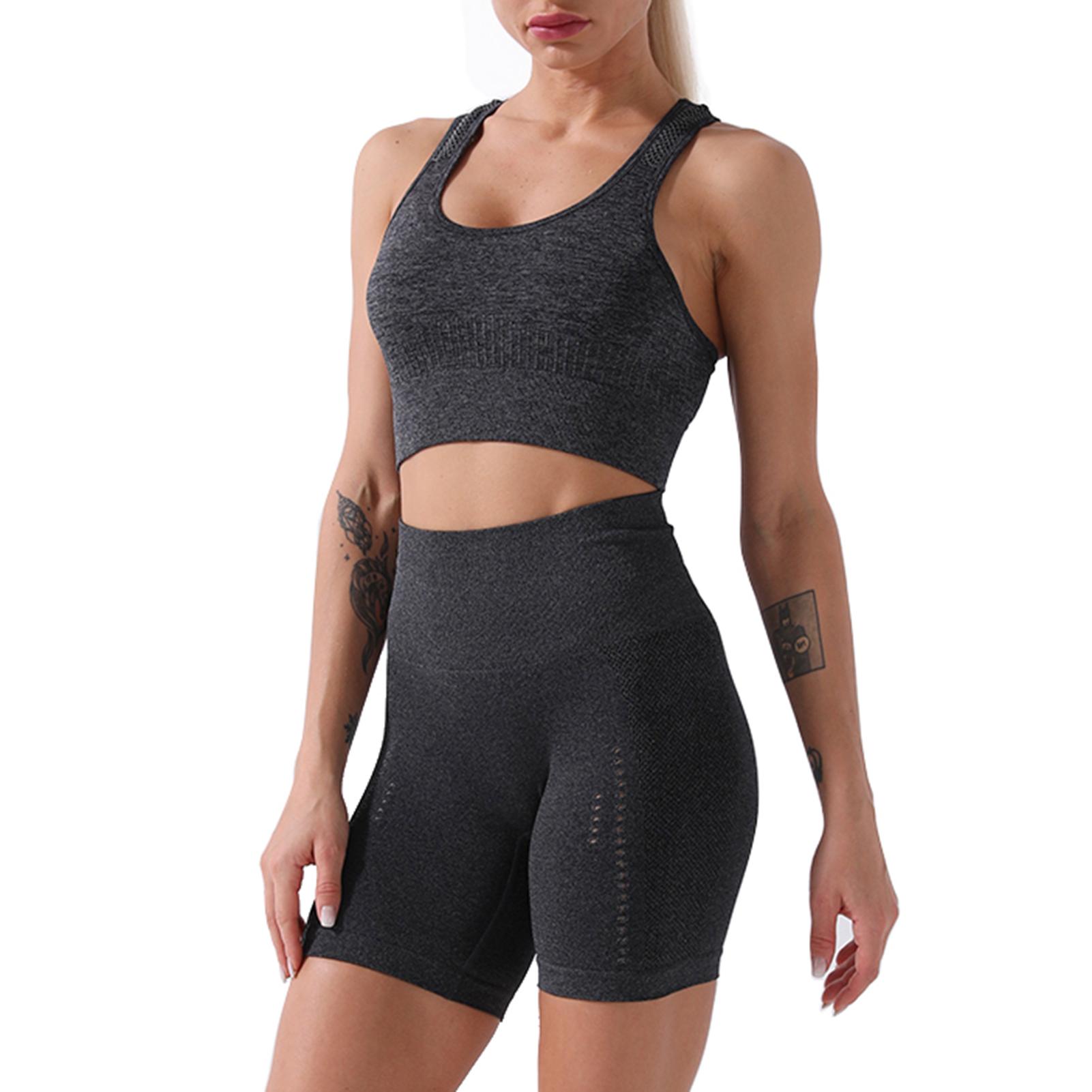 Set áo ngực thể thao và quần short lưng cao legging tiện lợi tập yoga, đạp xe, tập gym