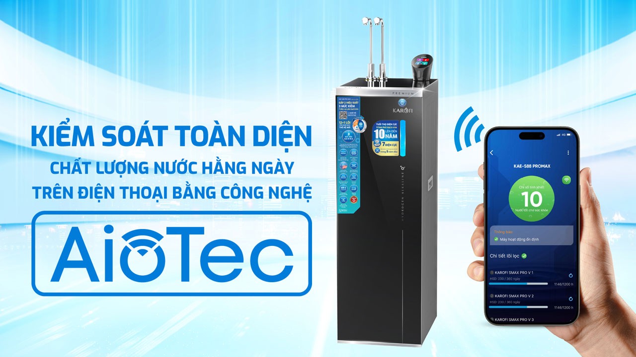 Máy lọc nước Hydro-ion kiềm nóng lạnh 12+1 lõi Karofi S88 Promax, Điện phân kiềm trực tiếp, Giao trước lắp sau, BH 3 năm - Hàng chính hãng