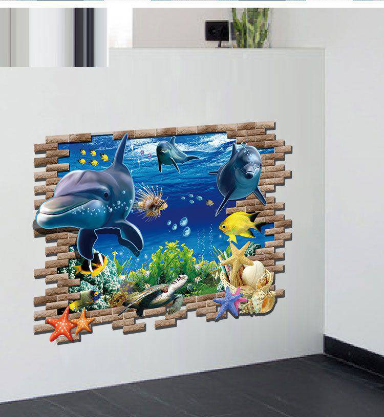 Decal 3D cá heo AmyShop DCS009