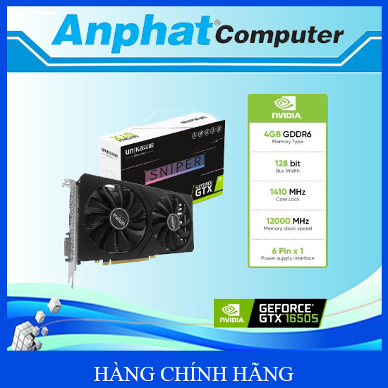 Card Màn Hình VGA UNIKA GeForce GTX 1650 Super SNIPER 4G D6 V2 – Hàng Chính Hãng