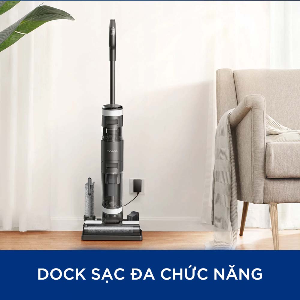 Máy Hút Bụi Không Dây, Máy Hút Bụi Lau Sàn Khô Uớt TINECO Floor One S5 Thương Hiệu Mỹ Công Nghệ Tự Giặt Giẻ, Diệt Khuẩn Với Lực Hút 12,000 Pa, Công Suất Hút 30 W - Hàng Nhập Khẩu