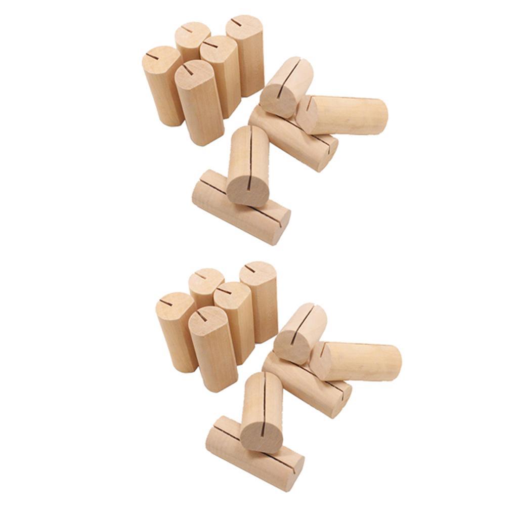 20pcs Table Wood Stands Wooden Base Memo Photo Clip Card Holders