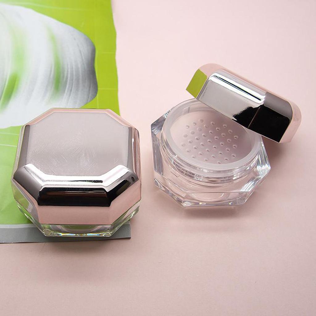 Capacity 8 ML 0.28 OZ Empty Reusable Plastic Loose Powder Compact Container DIY Makeup Powder Case with Sponge Powder Puff,and Sifter