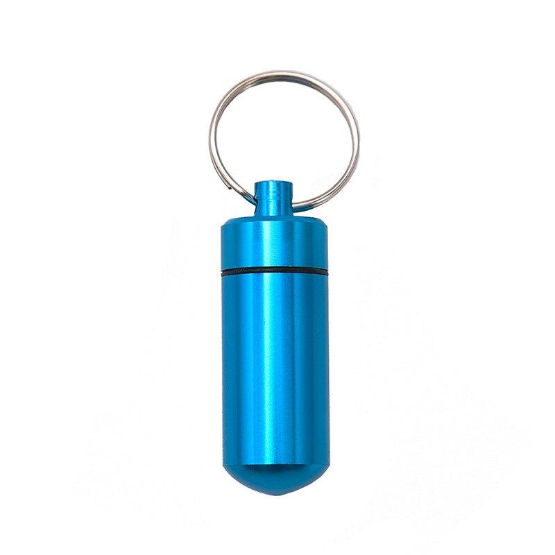 Aluminum Alloy Waterproof Medicine Bottle Vitamin Medicine Storage Box With Key Chain Portable Waterproof Medicine Box
