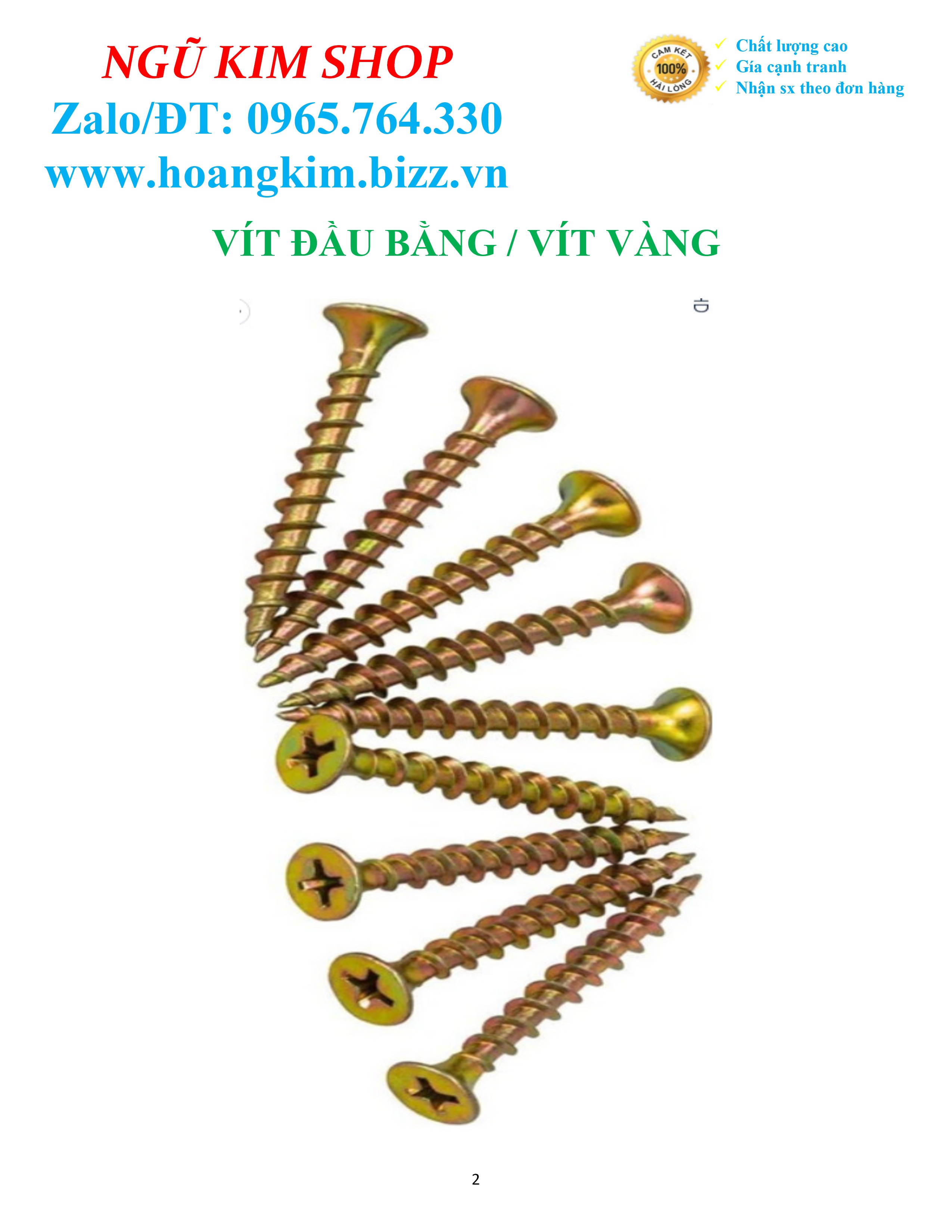 1 KG VÍT VÀNG ĐẦU BẰNG RĂNG THƯA 1.5cm -> 5cm THANH LÝ