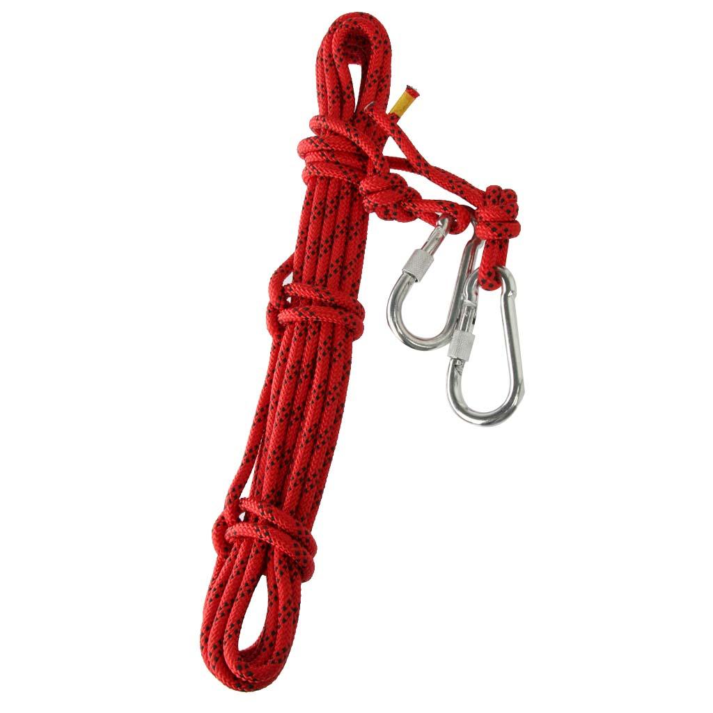 10M 8mm Outdoor Rock Climbing Rope Rescue Rappelling Safety Rope Red