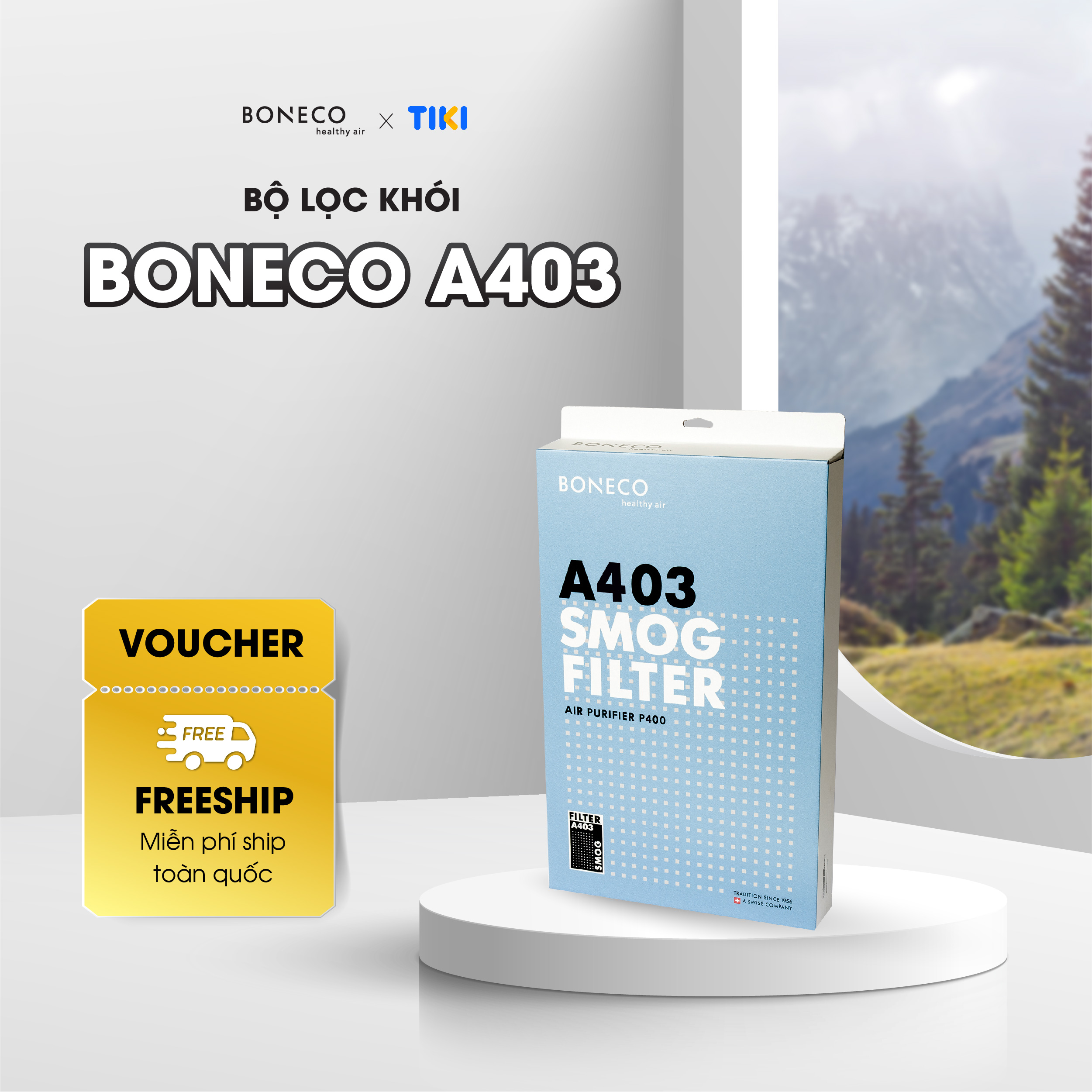Bộ lọc không khí thay thế BONECO A403 lọc khói, khí độc hại, lọc bụi, vi khuẩn, khử mùi trong phòng, Bộ lọc HEPA và than hoạt tính, Dùng cho máy lọc không khí BONECO P400 - Hàng Chính Hãng