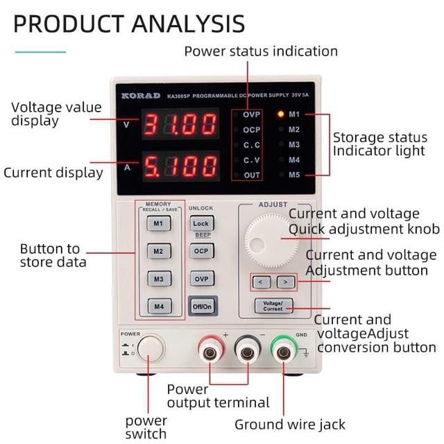 Máy cấp nguồn Korad KA3005D đồng hồ 4 số 30V-5A