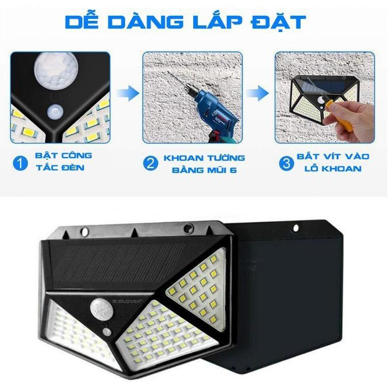 Đèn led năng lượng mặt trời cảm biến nhiệt 100Led, đèn led ngoài trời