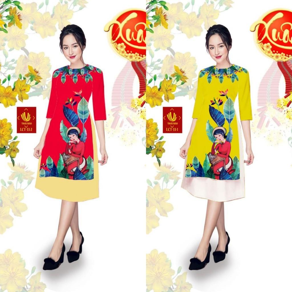 GIÁ XƯỞNG - Áo dài cách tân gấm in 3D