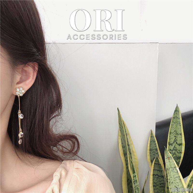 Bông tai nữ dáng dài Glass Flower ORI ACCESSORIES B484