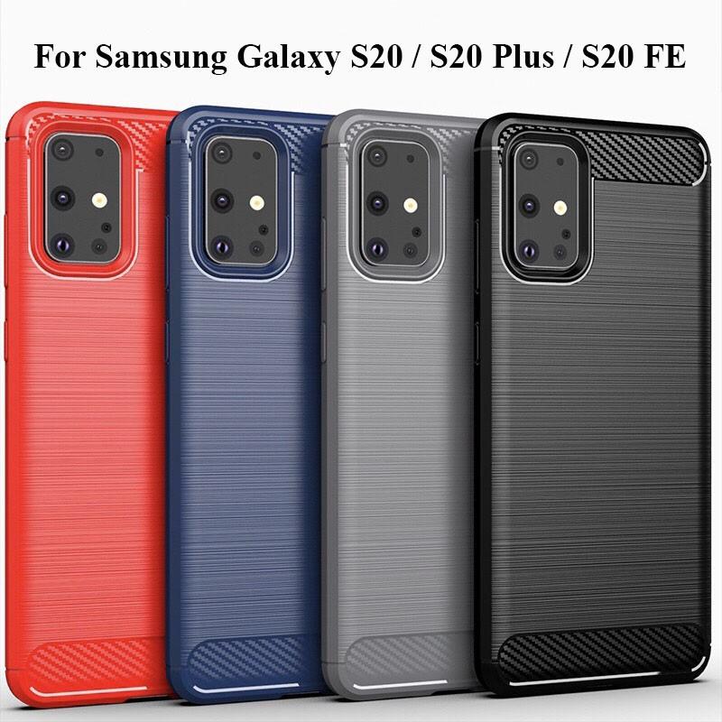 Ốp lưng dẻo Samsung Galaxy S20 / S20 Plus / S20 FE vân sợi cacbon chống sốc Rugger Amor