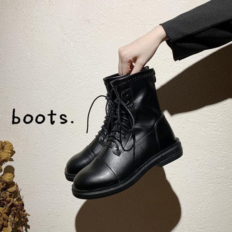 Bốt nữ buộc dây 2 kiểu đế thấp da mềm hàng QC (mã A-882