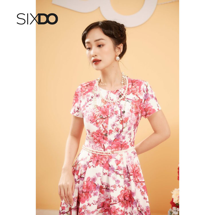 Đầm ôm midi họa tiết thời trang SIXDO