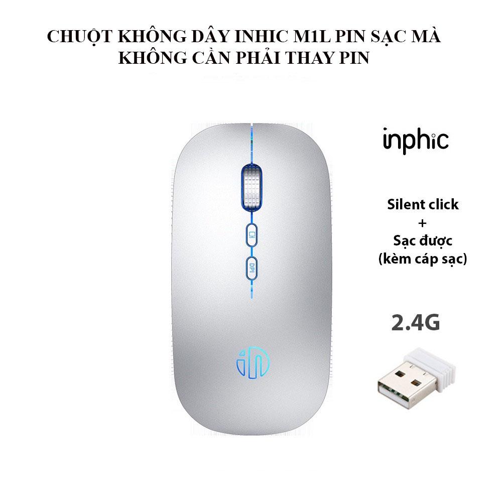 Chuột Không Dây Wireless Bluetooth Pin Sạc Inphic M1L, Chống Ồn, Siêu Nhạy Phù Hợp Sử Dụng Cho Văn Phòng, Chơi Game- Hàng chính hãng