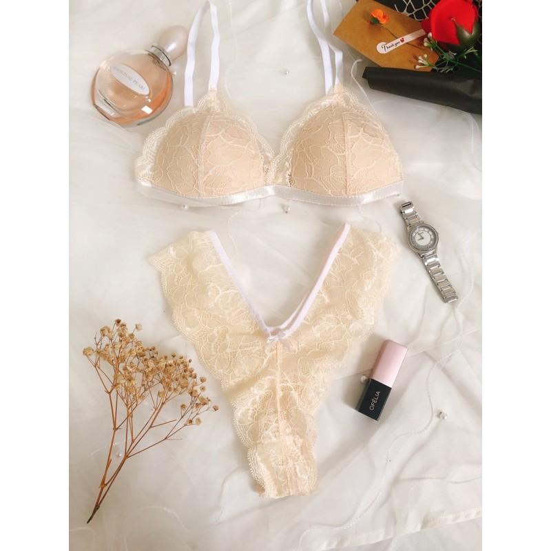 Hestia nude - Set lót ren áo bra không gọng mút mỏng