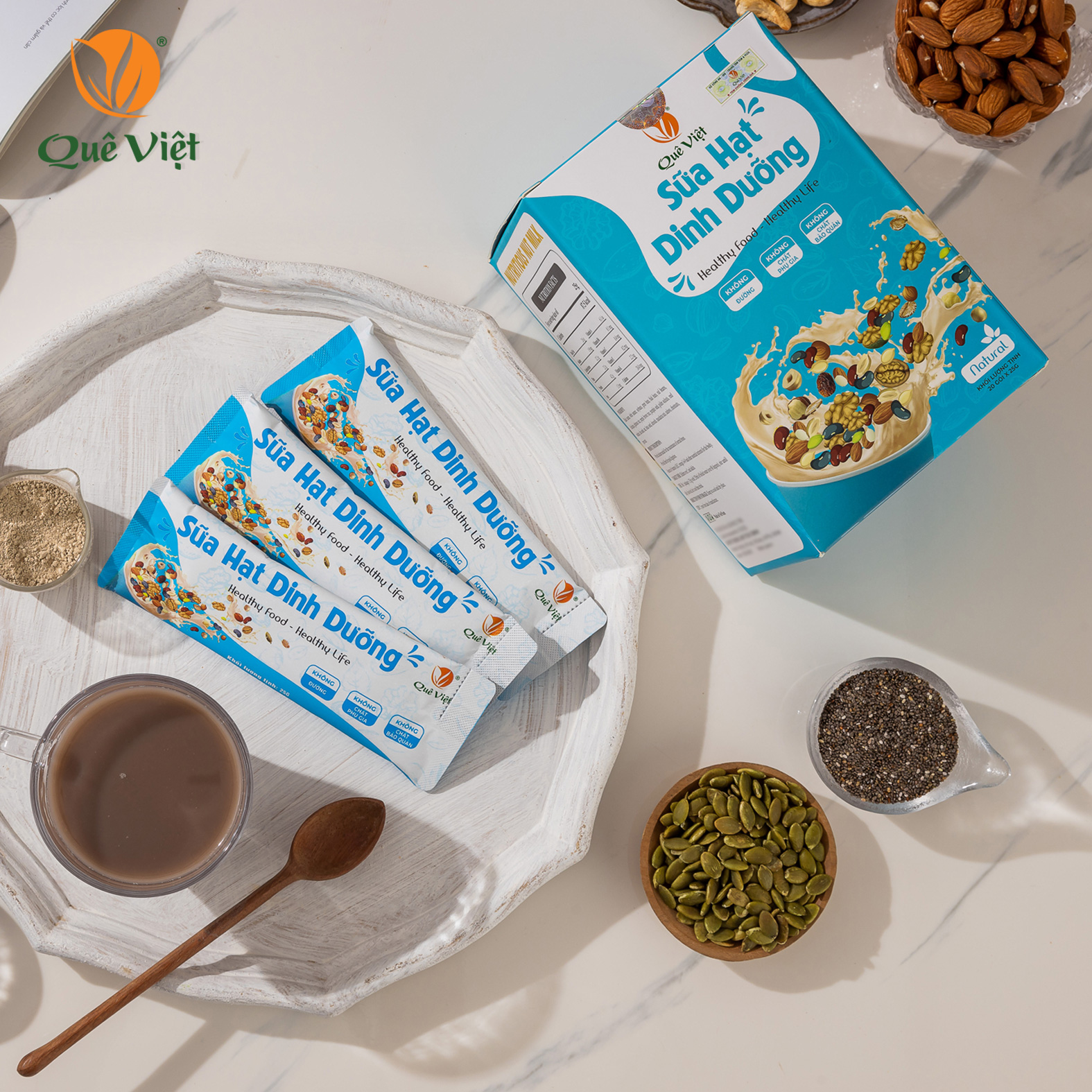 Combo 5 hộp sữa hạt dinh dưỡng Quê Việt - Hộp 500G