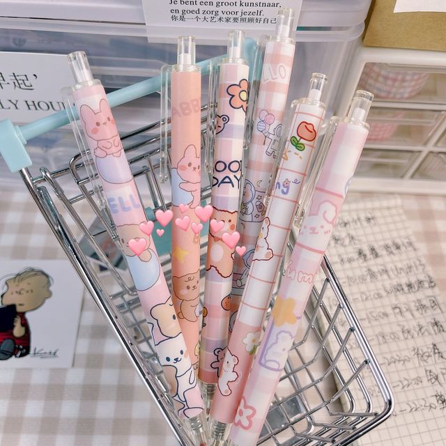 Bút Bi Nước In Hình Họa Tiết Cute, Bút Bi Mực Đen Hoạt Hình Dễ Thương 0.5mm - [BUT-A