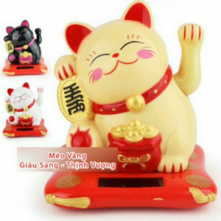 Mèo may mắn vẫy tay năng lượng mặt trời size nhỏ