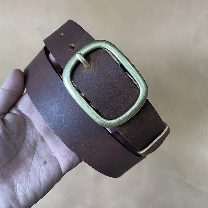 Thắt Lưng Nam Dây Nịt Da Bò Sáp Ngựa Điên Khóa Đồng Đúc Nguyên Chất TM802 Tặng Hộp Lót Nhung Cao Cấp