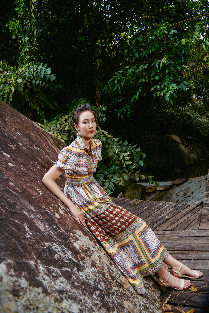 Đầm Sơ Mi Linen Bohemian DRE228 thời trang thiết kế Hity