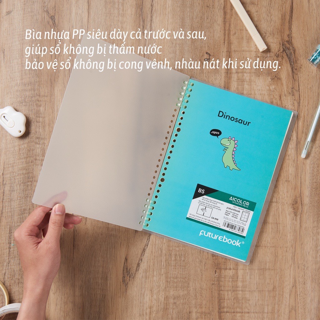 FUTUREBOOK-Sổ Còng Tiện lợi B5 –100Trang–Dòng Kẻ Caro–Định Lượng 100Gsm. Mã Sản Phẩm CK898