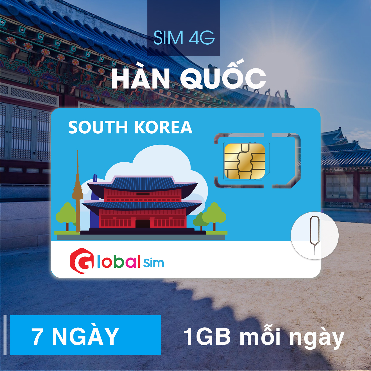 SIM 4G HÀN QUỐC 7 NGÀY - 1GB/NGÀY TỐC ĐỘ CAO