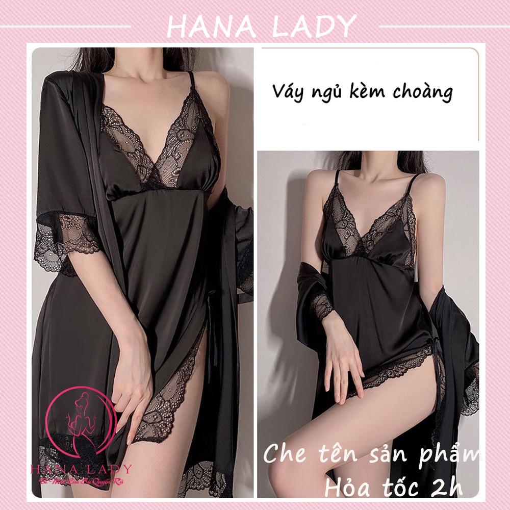 Váy ngủ lụa xẻ tà kèm choàng sáng chảnh VN496