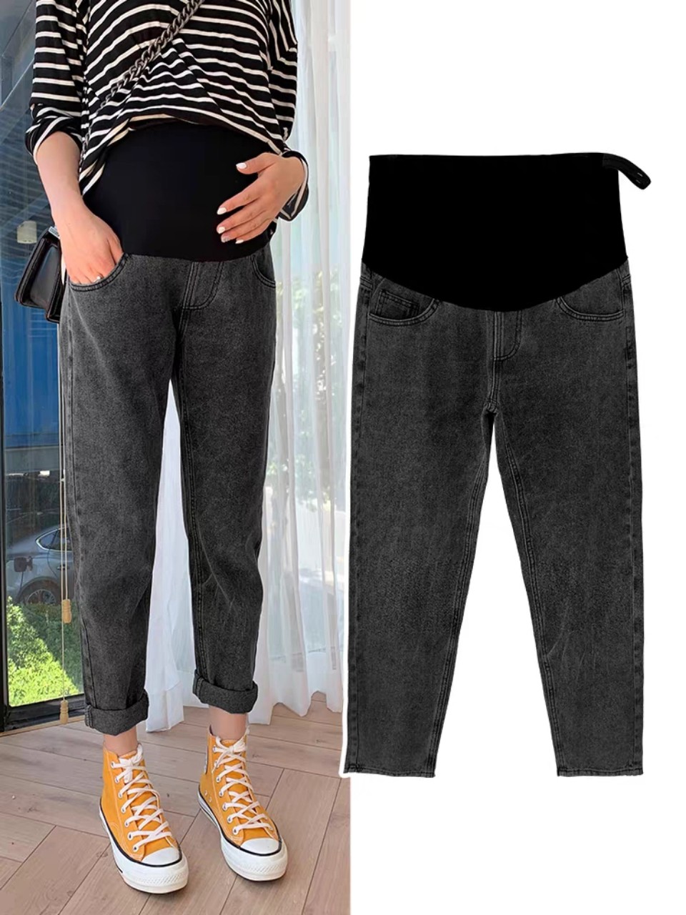 Quần baggy bầu jean bầu sáng màu sành điệu hàng qc 0416-036
