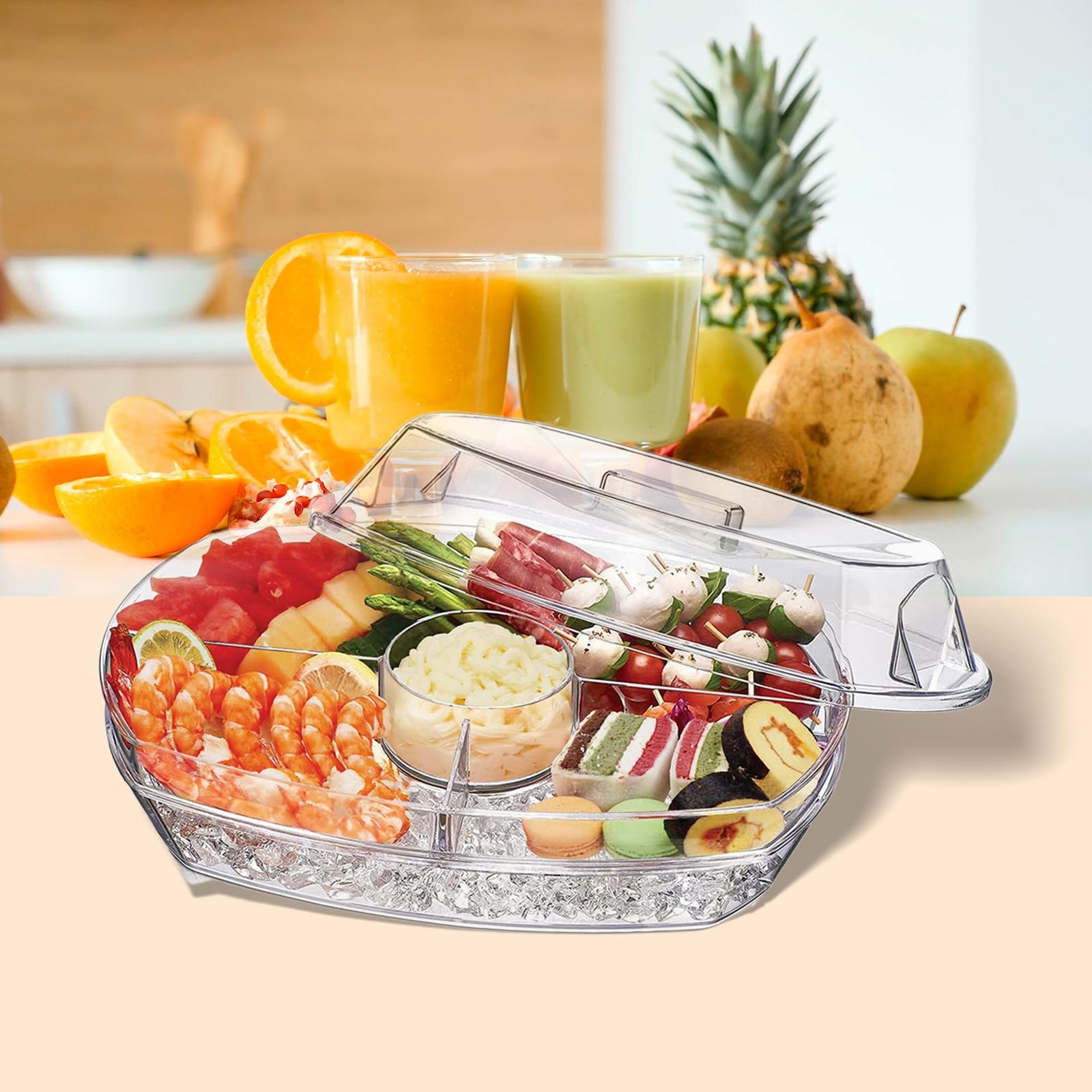 Ice Serving Tray Catering Trays Ice Serving 4 Compartment for Meats Vegetables Salad
