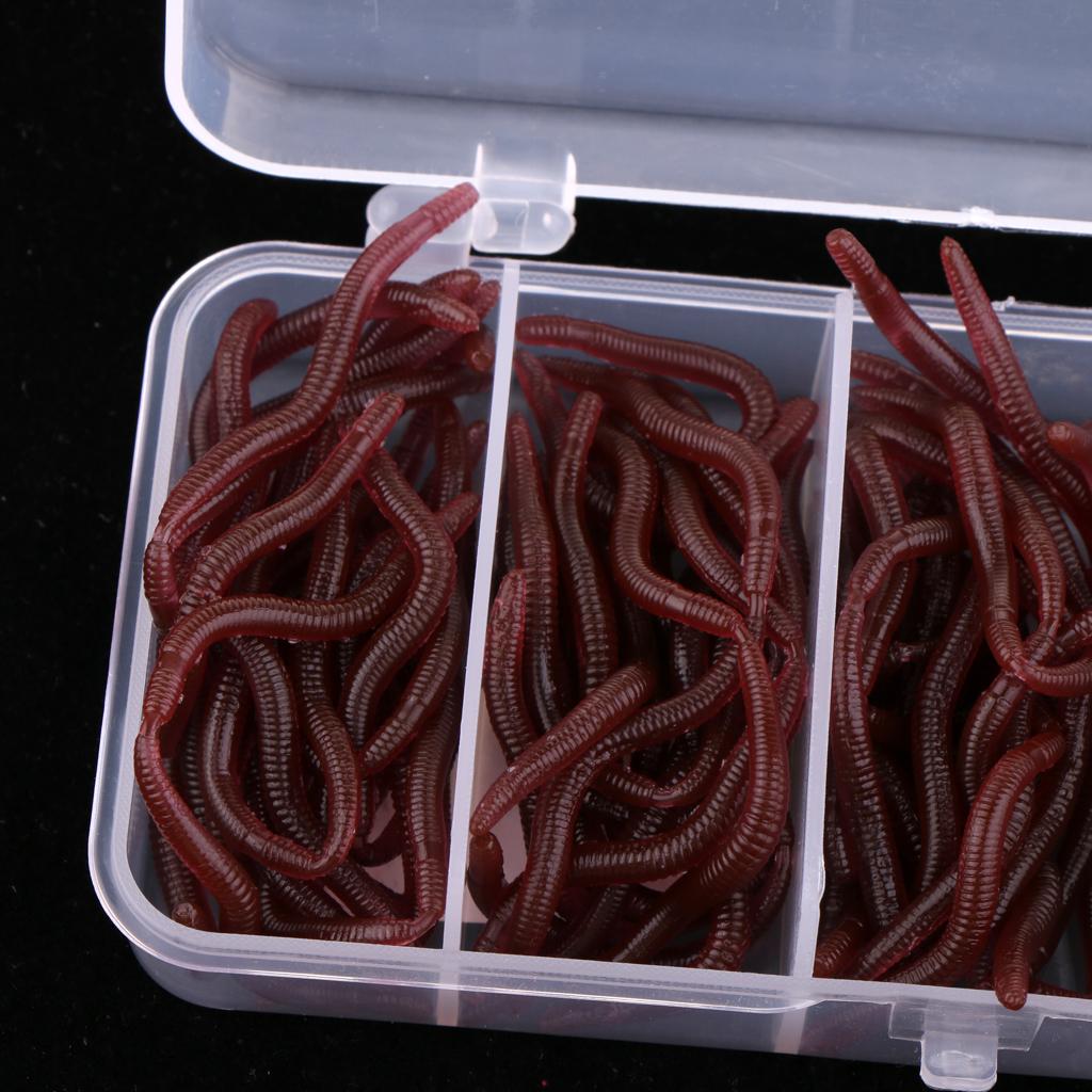 150pcs Artificial Worm Earthworm Maggot Soft Plastic Fishing Lure Bait Red