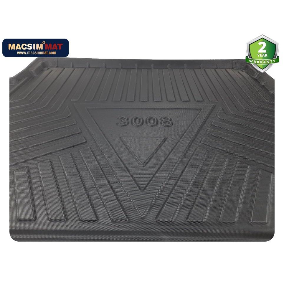 Thảm lót cốp xe ô tô Peugeot 3008 2017-2021 nhãn hiệu Macsim chất liệu TPV màu đen hàng loại 2
