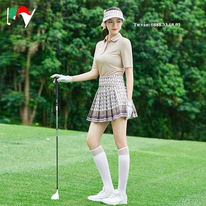 Set Áo váy golf xếp ly kẻ be my golf cực xinh