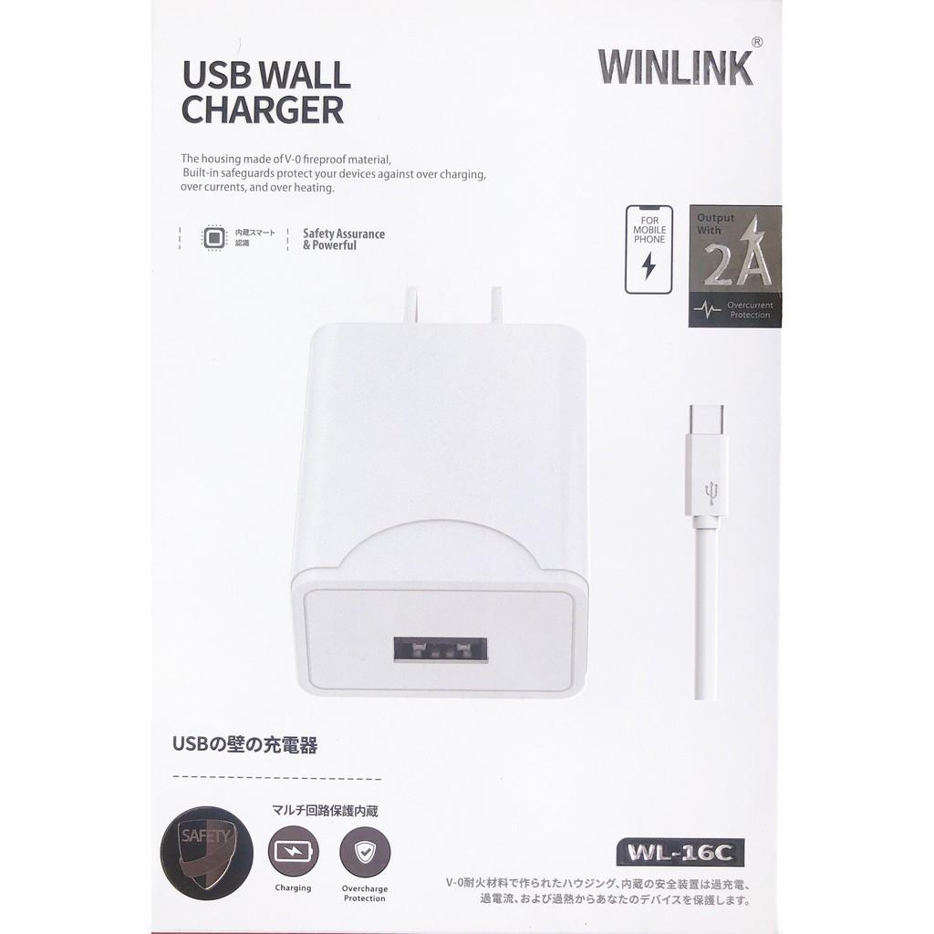 Bộ sạc nhanh T16 TYPE C WINLINK (Samsung : A520, A30 .Note 9. Mi.Huawei)