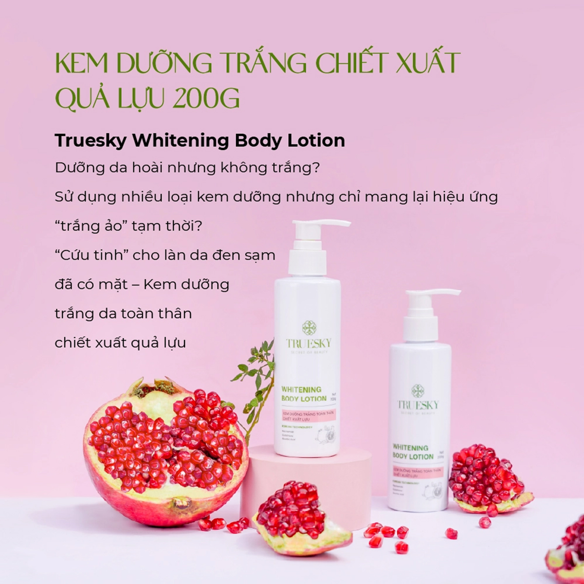 Kem dưỡng trắng da toàn thân Truesky Whitening Body Lotion chiết xuất lựu đỏ