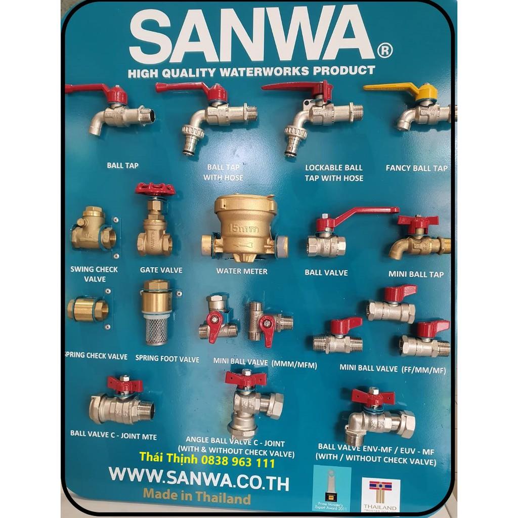 Van cóc Sanwa Thái Lan nối đồng hồ nước BV20CJ+MTE 3/4'', có xuất hóa đơn VAT