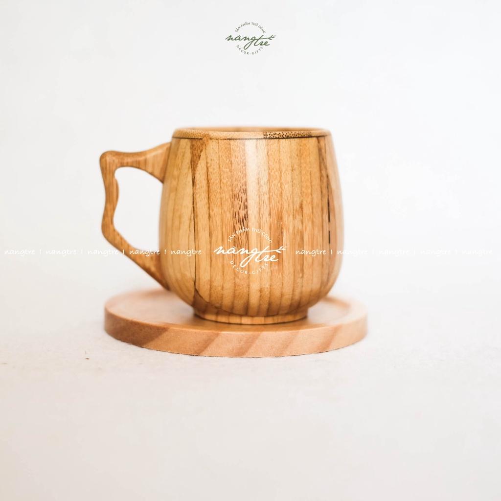 Ly tre có quai - Ly ép tiện bằng gỗ tre cao cấp- Bamboo cup