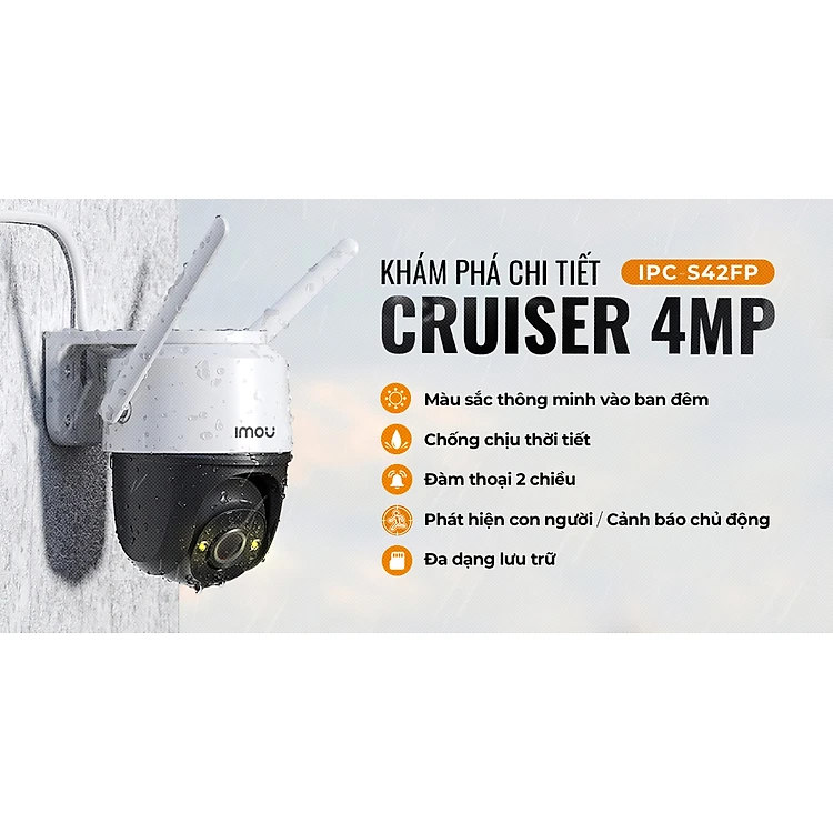 Camera WiFi Imou S42FP 4.0MP ~ Chuẩn QHD 2K Ngoài trời Có màu ban đêm - Hàng chính hãng DSS phân phối