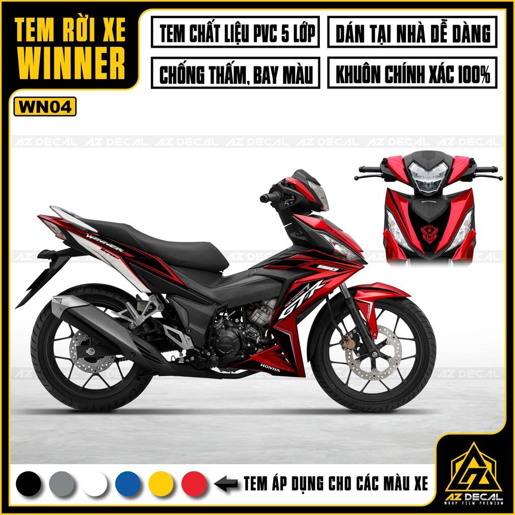 Tem Rời Dán Xe Winner V1 / 150 Mẫu GTR | WN04 | Decal Chế Xe Chất Liệu PVC Cao Cấp - Trắng Cam