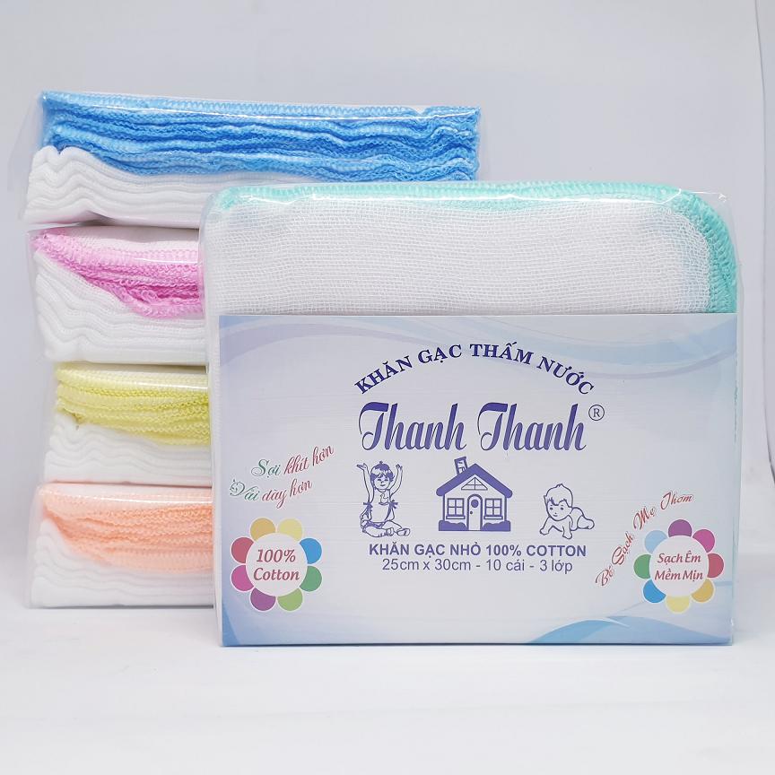 Gói 50 Khăn sữa vải gạc Thanh Thanh Nhỏ 3 lớp 25x30cm 100% cotton