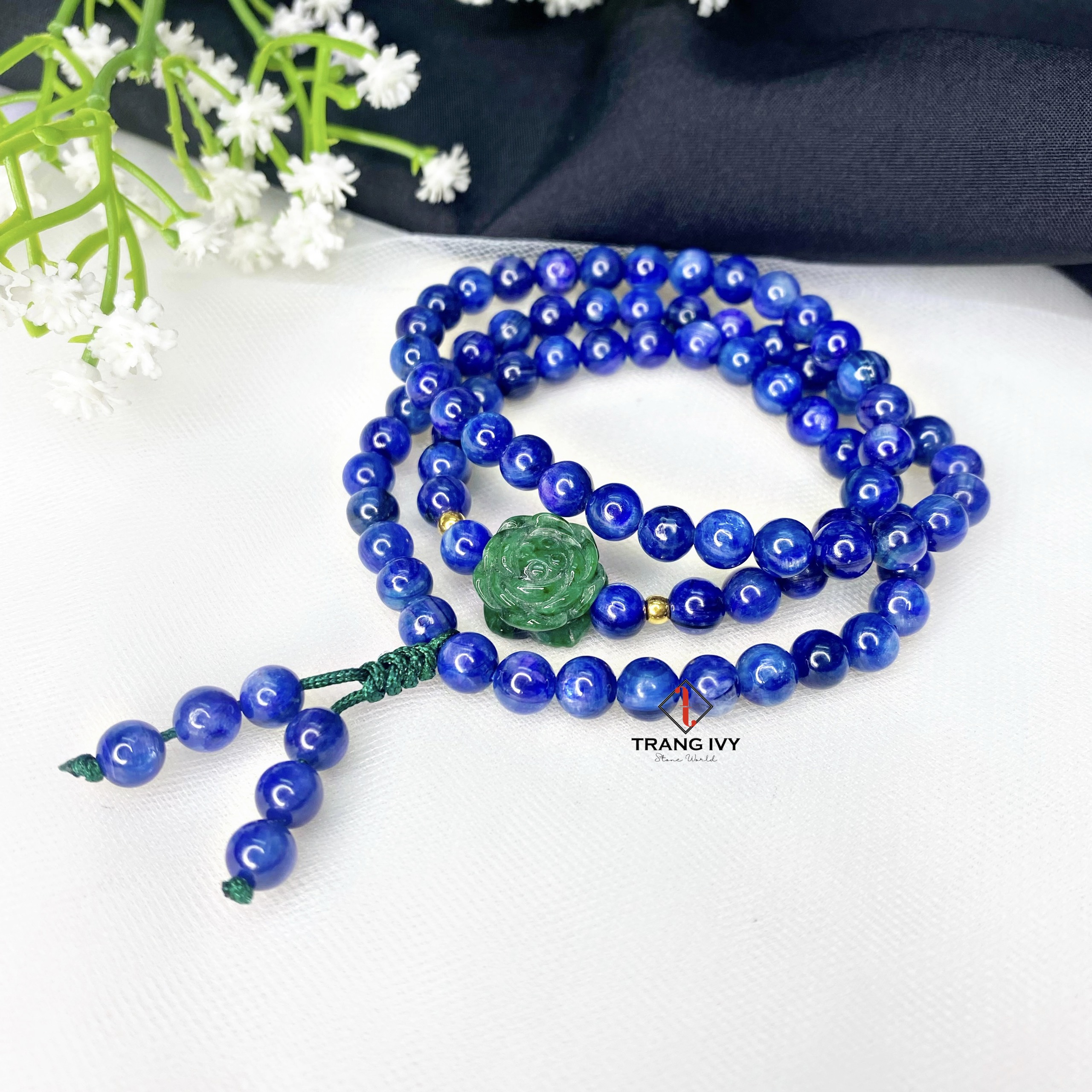 Vòng Tay Kyanite Mix Charm Hoa Mẫu Đơn