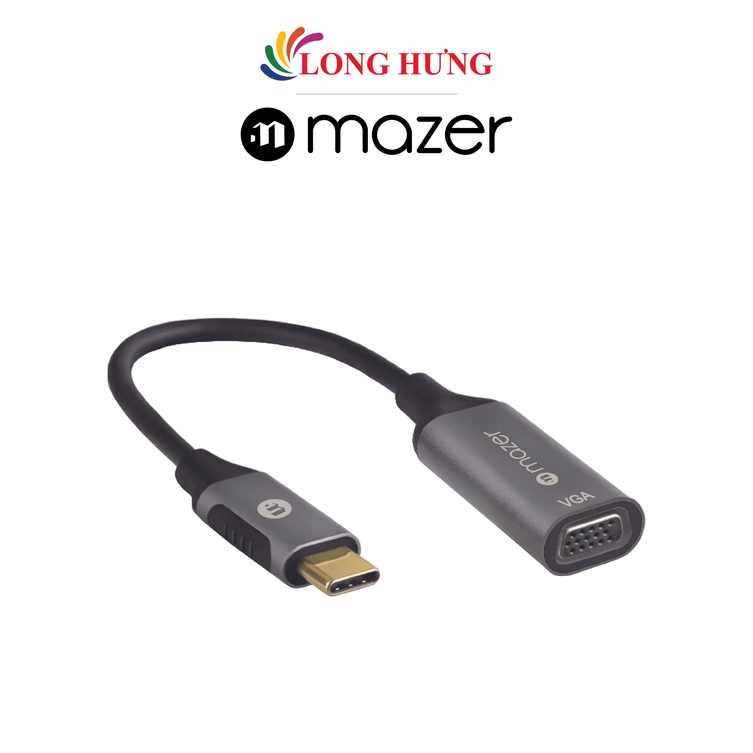 Cổng chuyển đổi Mazer USB-C to VGA M-USBCAL351-GY - Hàng chính hãng
