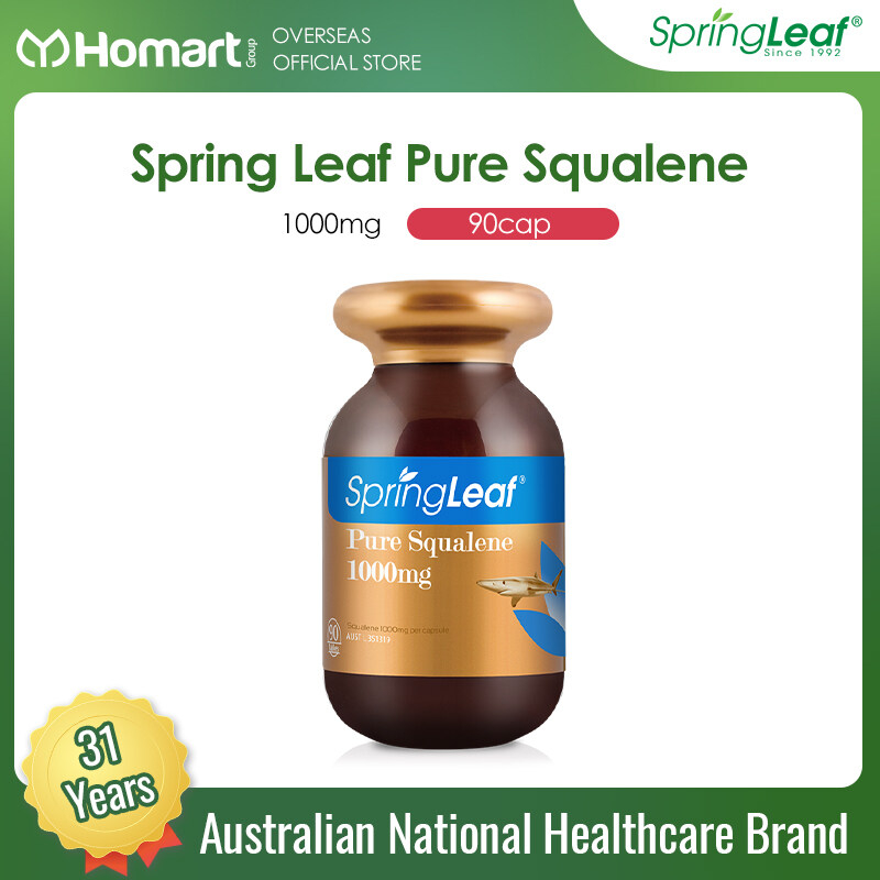 Hỗ trợ duy trì sức khỏe của da và tóc Viên uống SpringLeaf Premium Pure Squalene 1000mg hộp 90 viên