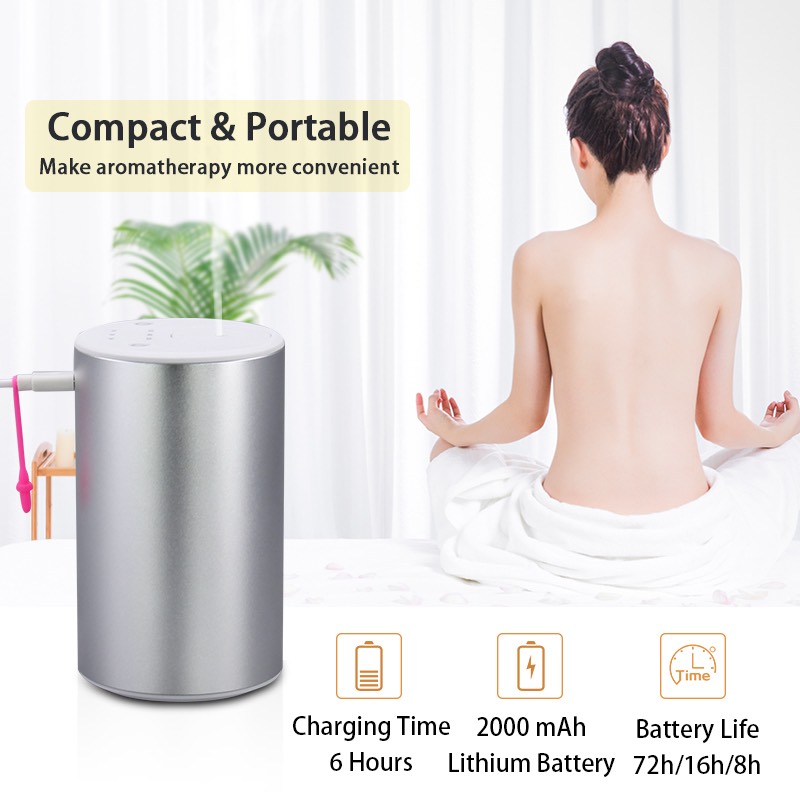 Máy phun tinh dầu trực tiếp không dùng nước, tích hợp pin sạc 8 tiếng, vỏ nhôm nguyên khối