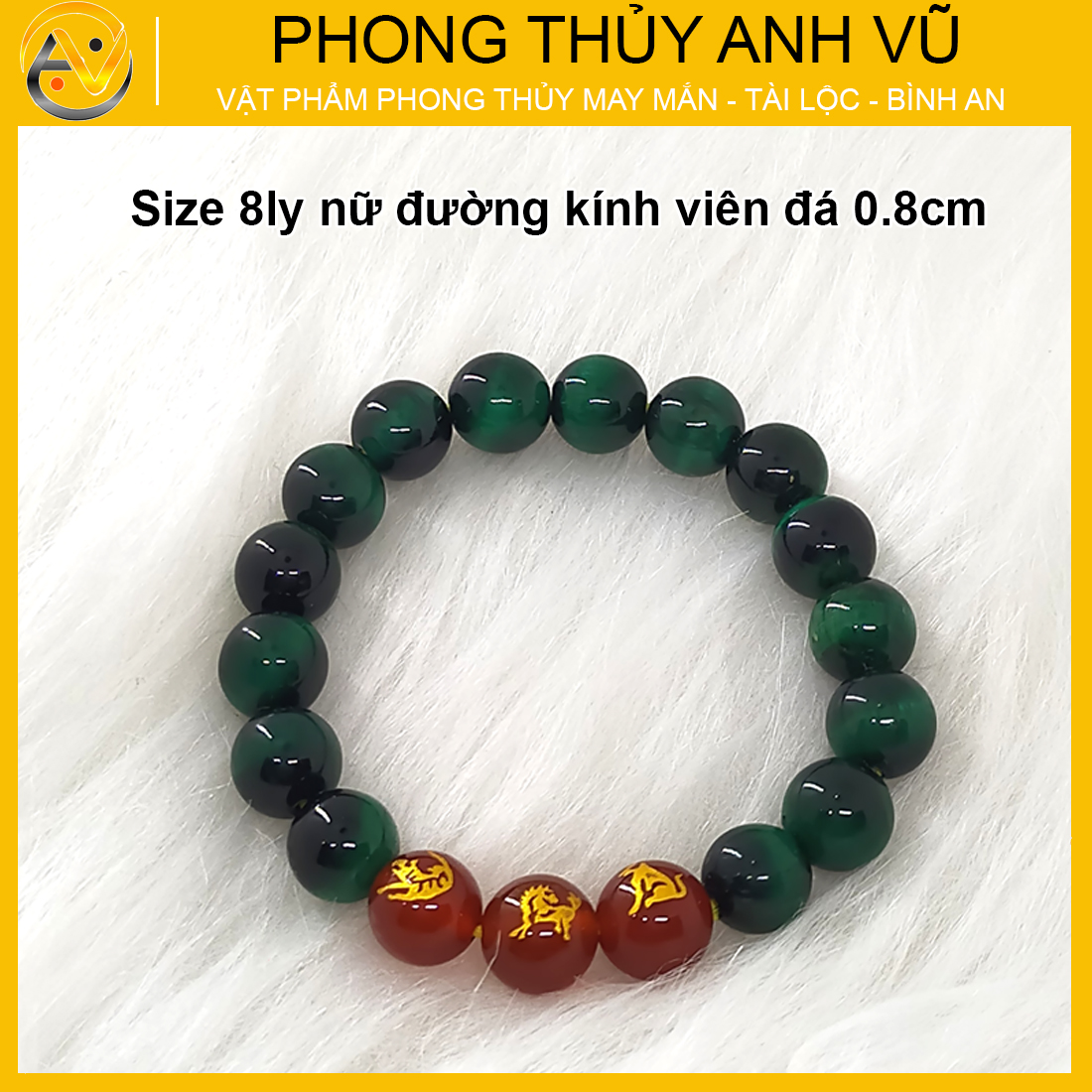 Vòng tam hợp dần ngọ tuất chất liệu mắt hổ tự nhiên - size 8 10 12ly cho người mệnh hỏa, mệnh thổ - có khai quang điểm nhãn - may mắn tài lộc - PHONG THỦY ANH VŨ