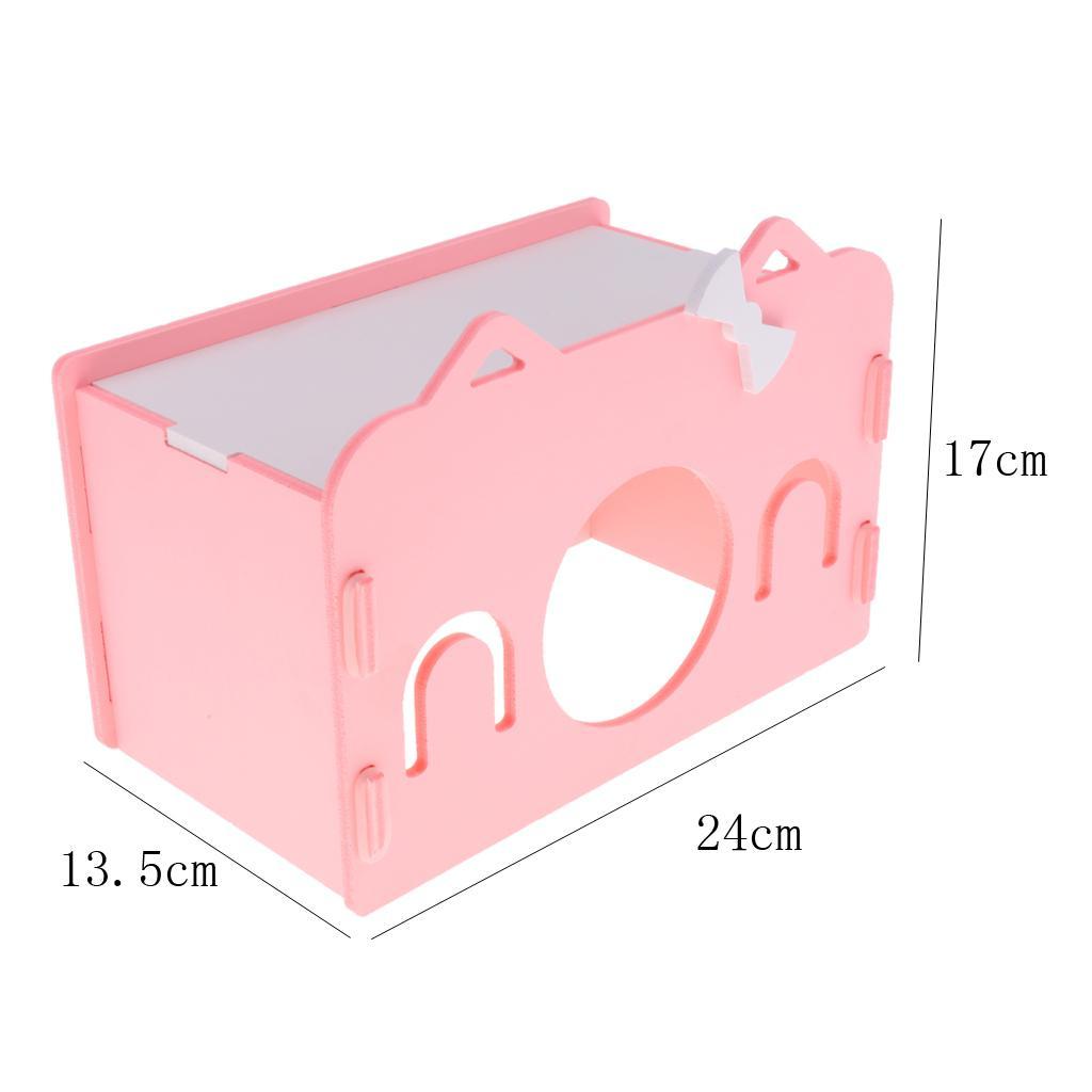 Small Animals Hamster Mice Mouse Wooden House Cute Toy Pet Supplies - Pink