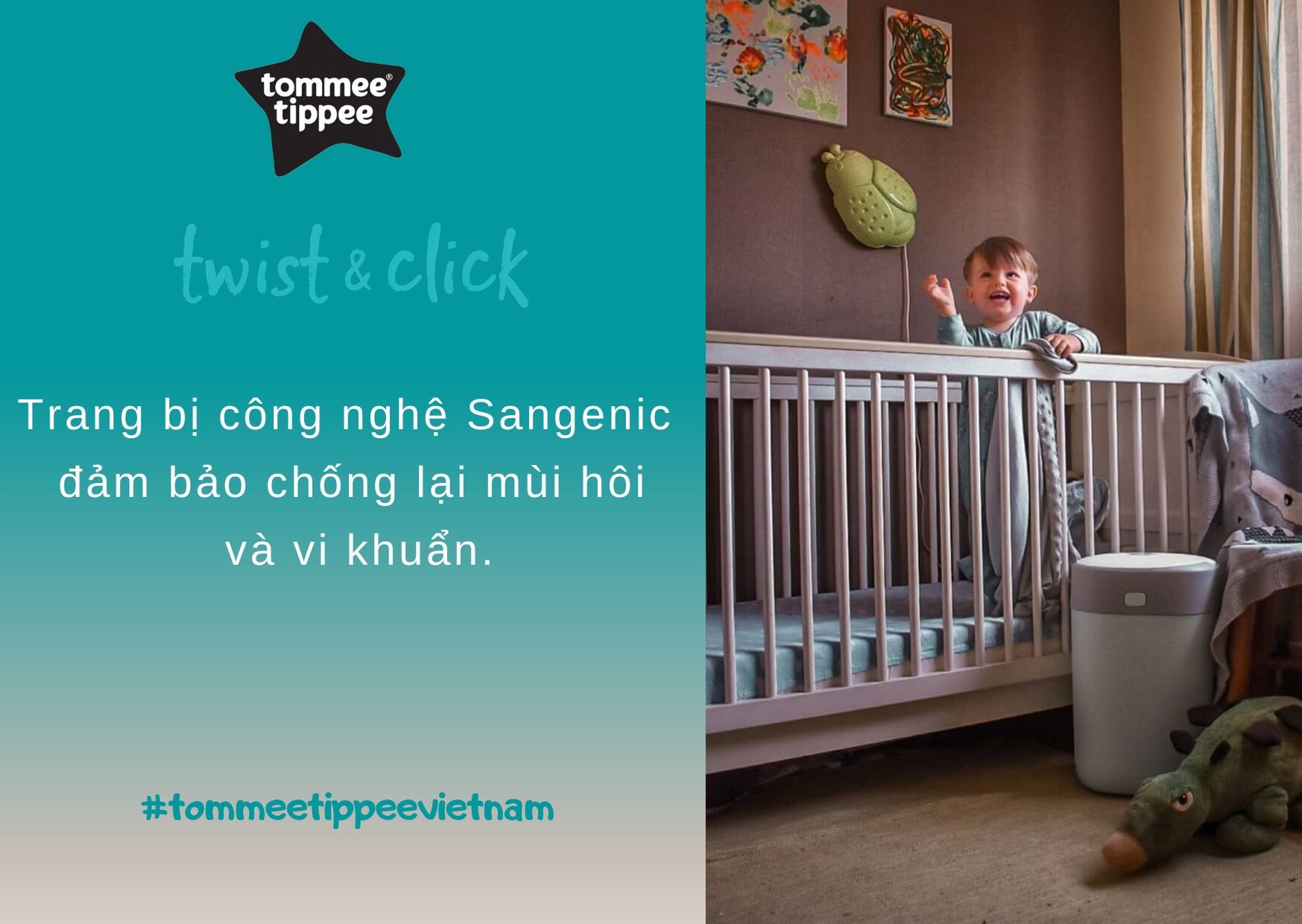 Thùng xử lý tã cho bé Tommee Tippee - Twist &amp; Click - Xanh dương