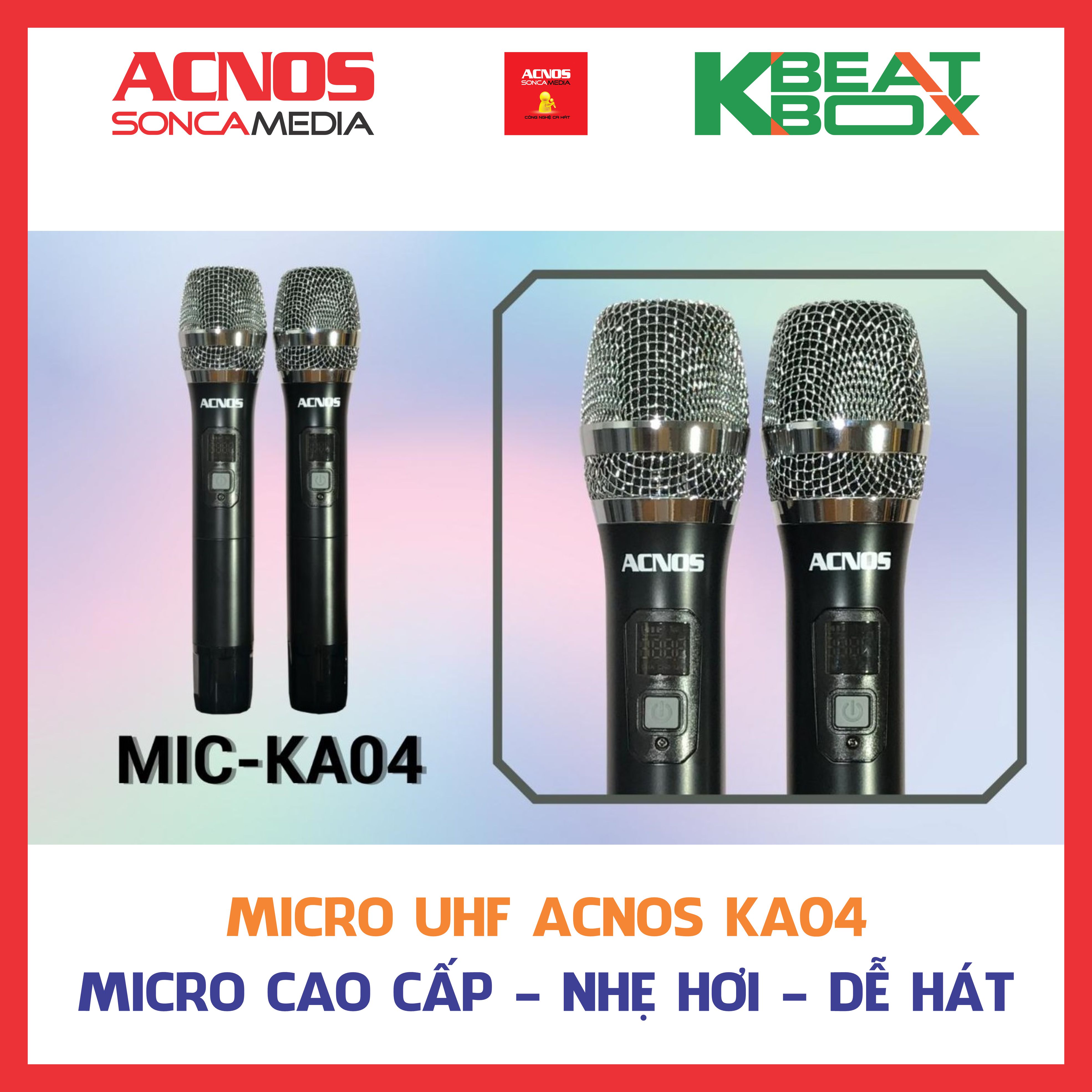 Micro không dây UHF ACNOS KA04 cao cấp - Bảo hành 6 tháng (Micro rời - 1 cặp) [HÀNG CHÍNH HÃNG]